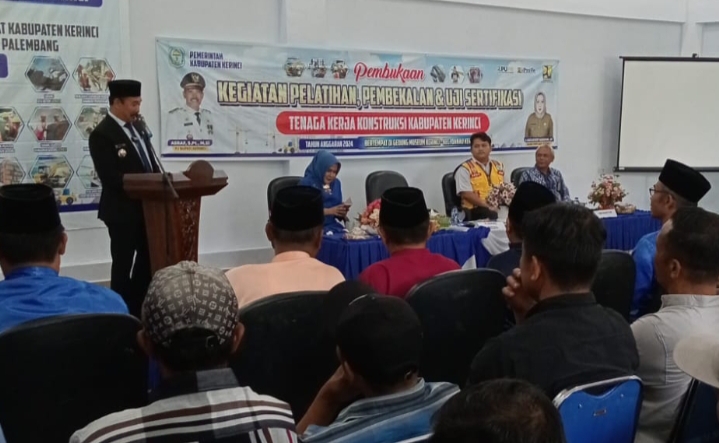 Pj Bupati Kerinci Resmi Membuka Pelatihan Pembekalan Sertifikasi Tenaga Kerja Kontruksi