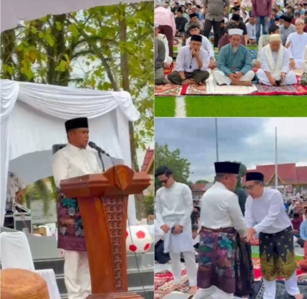 Sholat Idul Adha Dilapangan Mini Soccer Pangkalan Kerinci, Ini Sambutan Bupati H Zukri