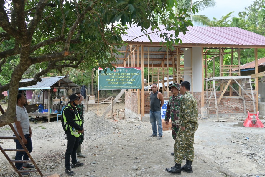TMMD Ke-129 Kodim 0102/Pidie Pacu Rehab 5 Rumah Warga, Progres Pembangunan Kini 39 Persen