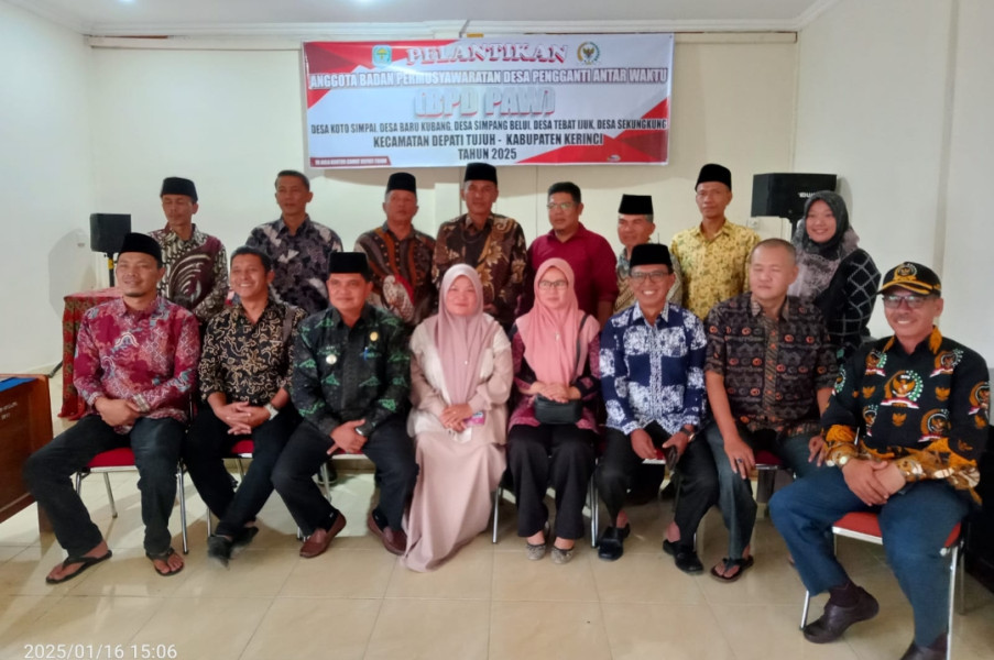 7 Anggota BPD Pergantian Antar Waktu Dilantik, Ini Pesan Camat Depati Tujuh