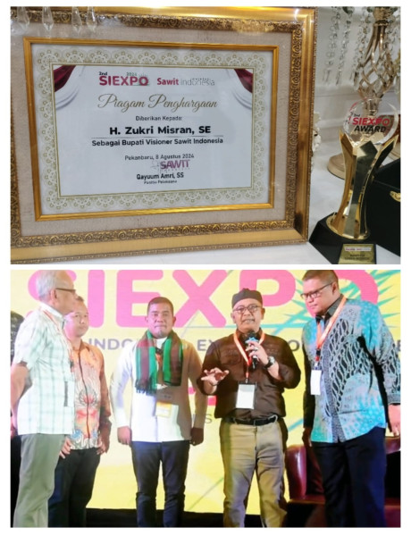 SIEXPO AWARD 2024, H Zukri SE Dinobatkan Sebagai Bupati Visioner Petani Sawit Indonesia