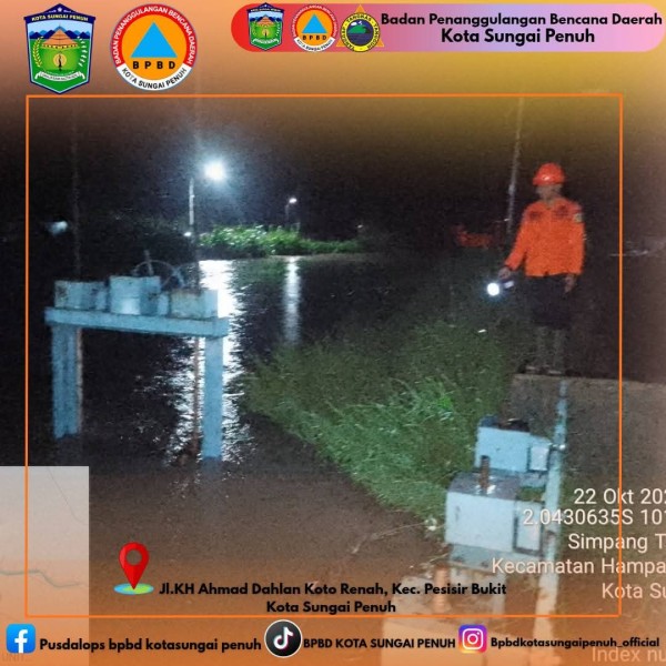 BPBD Kota Sungai Penuh Imbau Warga Waspada, Sungai Batang Sangkir Meluap