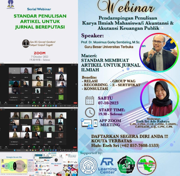 Bersama Pemateri Guru Besar UT, Lembaga AR Learning Center Gelar Webinar Pendampingan Penulisan Karya Ilmiah