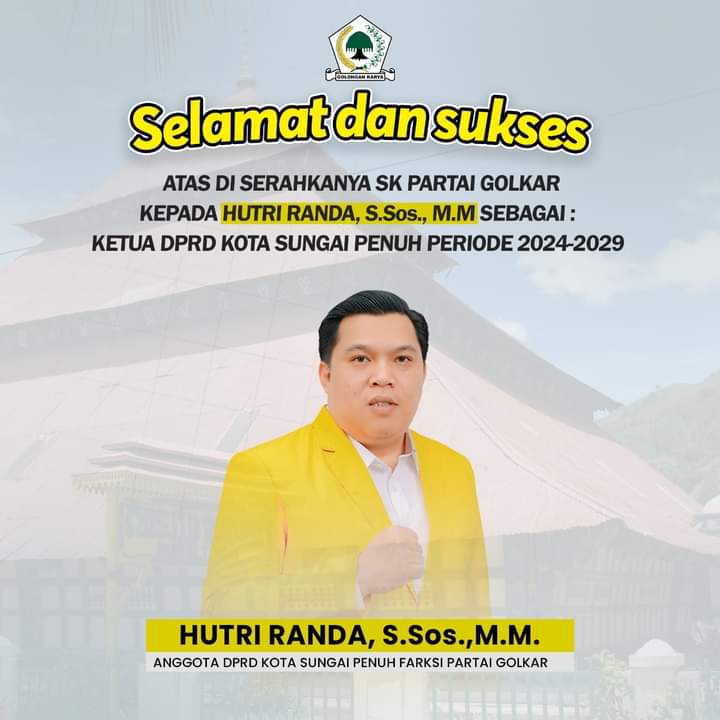 Partai Golkar Tunjuk Hutri Randa Sebagai Ketua DPRD Kota Sungai Penuh