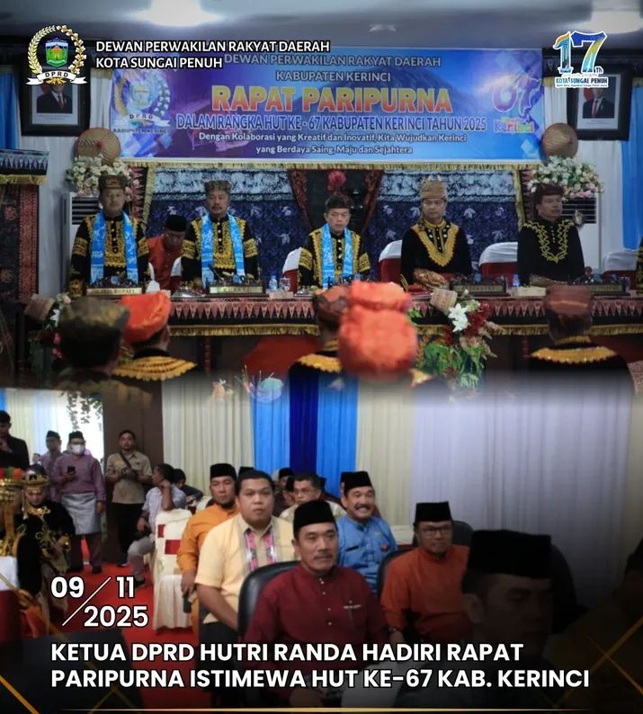 Ketua DPRD Sungai Penuh Hadiri Paripurna HUT ke-67 Kabupaten Kerinci