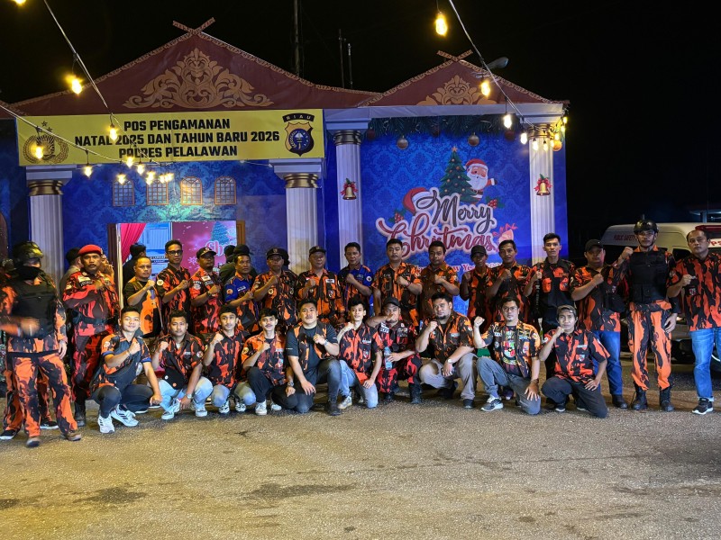 Pemuda Pancasila Pelalawan Turut Bantu Pengamanan Malam Natal 2025