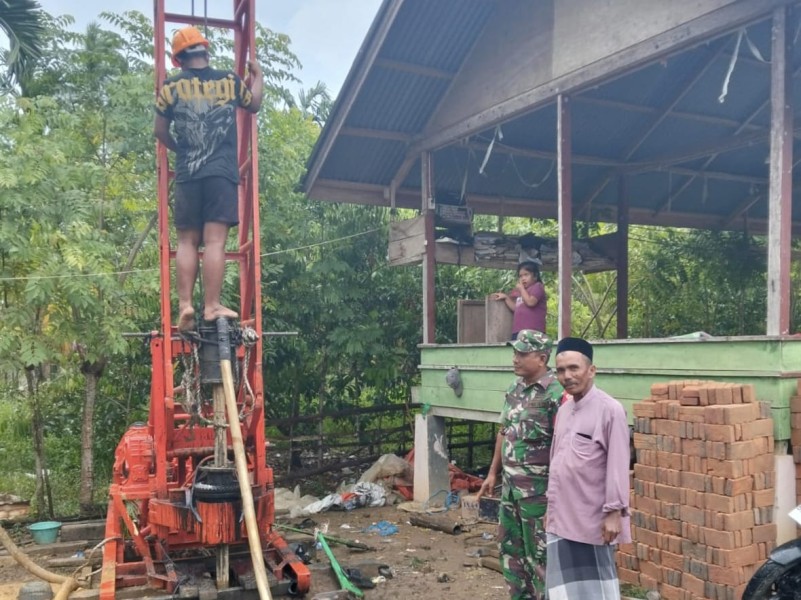 Satgas TMMD ke-129 Kodim 0102/Pidie Mulai Bor Sumur, Air Bersih untuk Dayah Babul Ula Almunawarah Kian Nyata