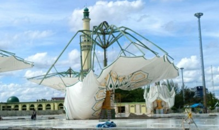 Payung Elektrik Masjid Agung An Nur Ditargetkan Beroperasi Jelang Idul Fitri