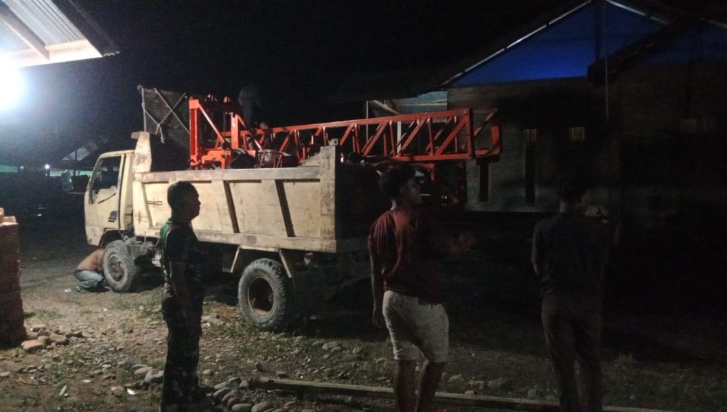 Mesin Sumur Bor Tiba di Lokasi TMMD, Satgas Kodim 0102/Pidie Kebut Pembangunan Lima Titik Air Bersih